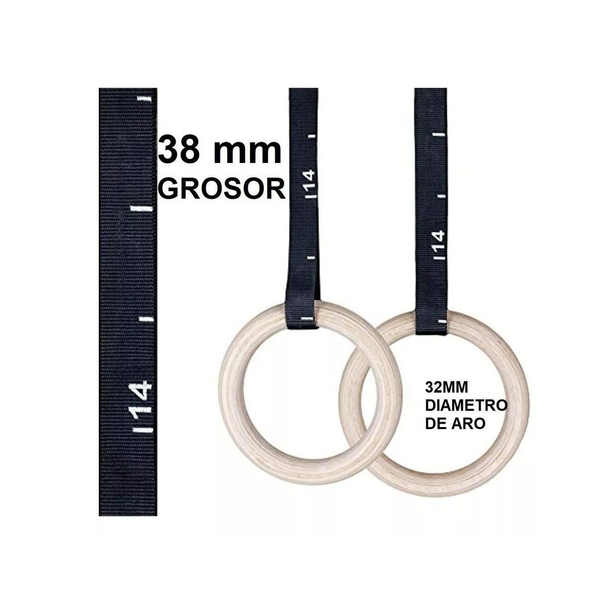 GENERICO - Anillas de Madera Aros Olímpicos Enumerado Gimnasia Crossfit