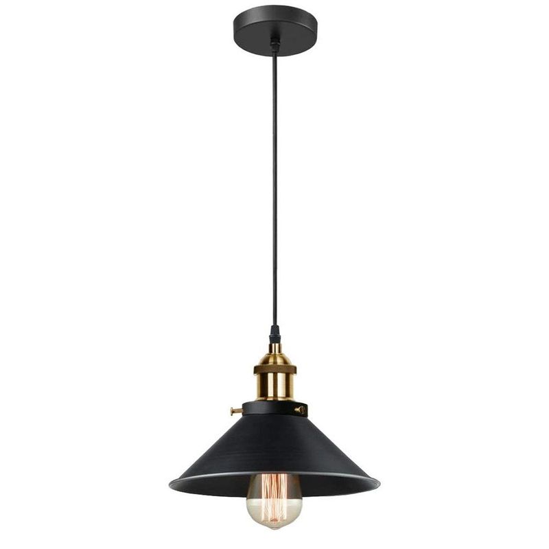 HOME NEAT - Lámpara Colgante Industrial Φ22cm E27 Negro