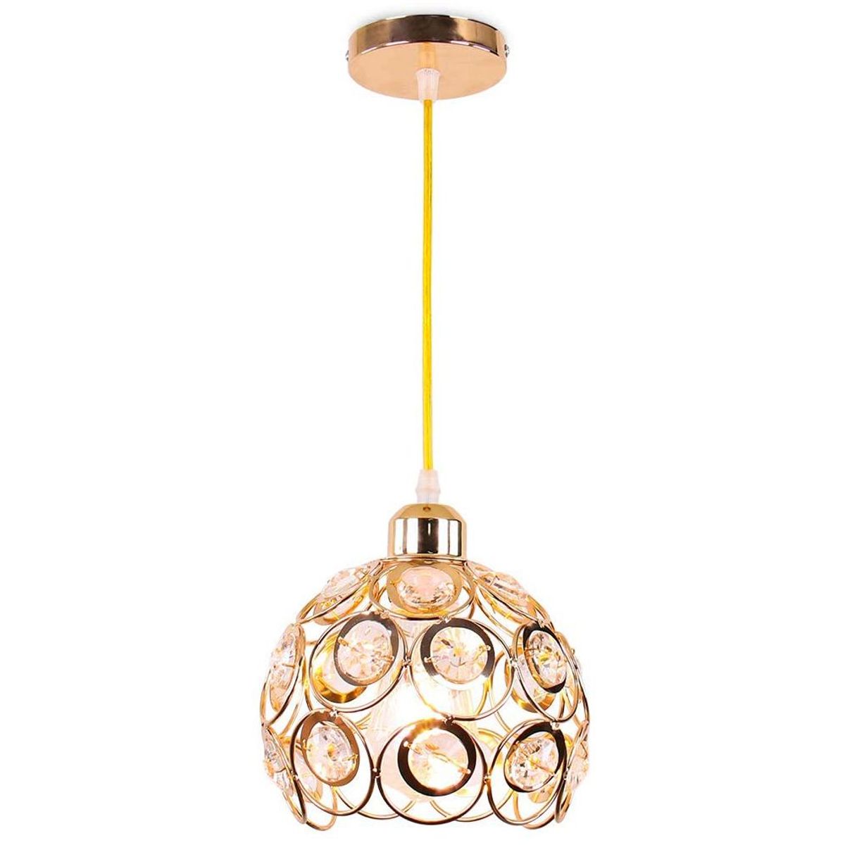 HOME NEAT - Lámpara Colgante de Cristal  Forma Circular Ø18cm Oro