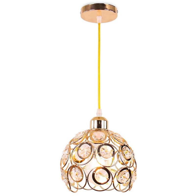 HOME NEAT - Lámpara Colgante de Cristal  Forma Circular Ø18cm Oro