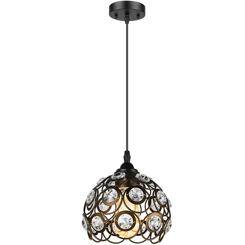 HOME NEAT - Lámpara Colgante de Cristal  Forma Circular Negro