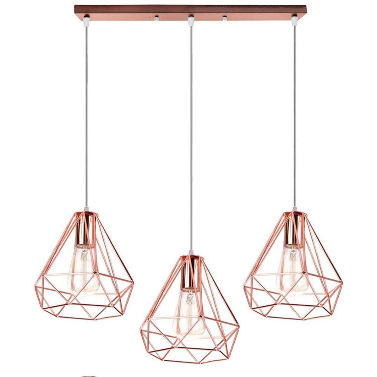 HOME NEAT - Lámpara Colgante Moderno Diamante 3 Luces Oro rosa
