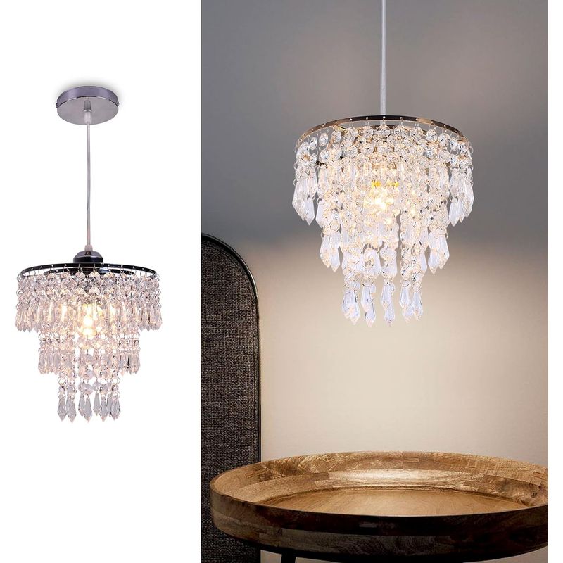 HOME NEAT - Lámpara Colgante Cristal E27 Cromo - Incluye 1 E27