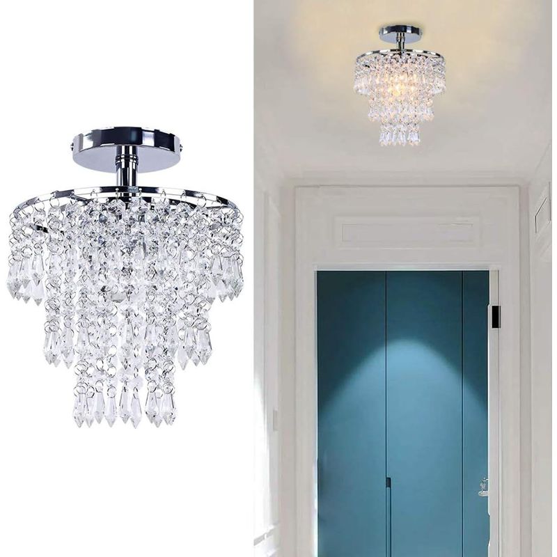 HOME NEAT - Lámpara de Techo Cristal E27 Cromo - Incluye 1 E27