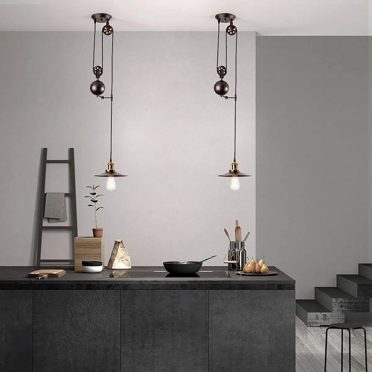 HOME NEAT - Lámpara Colgante de Polea Industrial E27