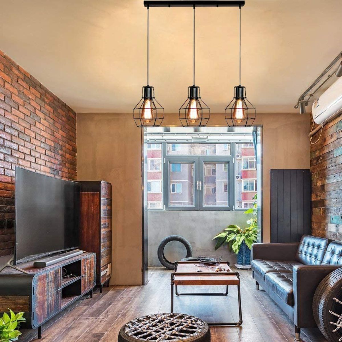 HOME NEAT - Lámpara colgante de Metal 3 Luces E27