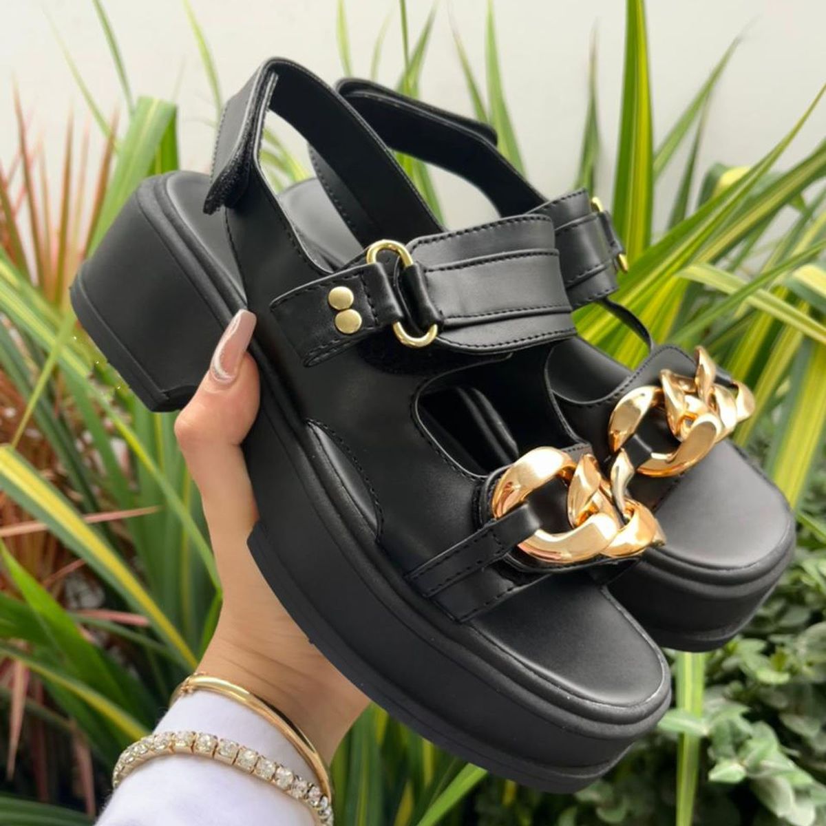 GENERICO - 015L-48 Sandalia Mujer Yomar Flora Ramos Negro