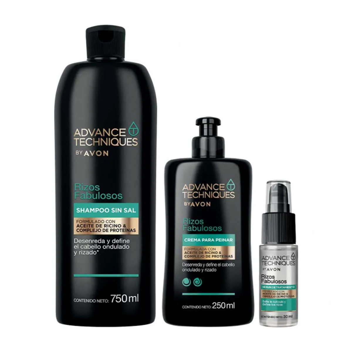 AVON - Advance Techniques Rizos Fabulosos SHA 750ml con Crema para Peinar y Serum