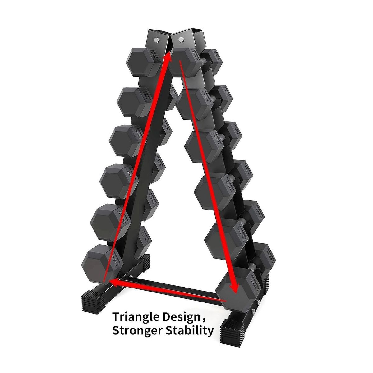 ALPHA GYM - Soporte de mancuernas rack para pesas alta resistencia Black
