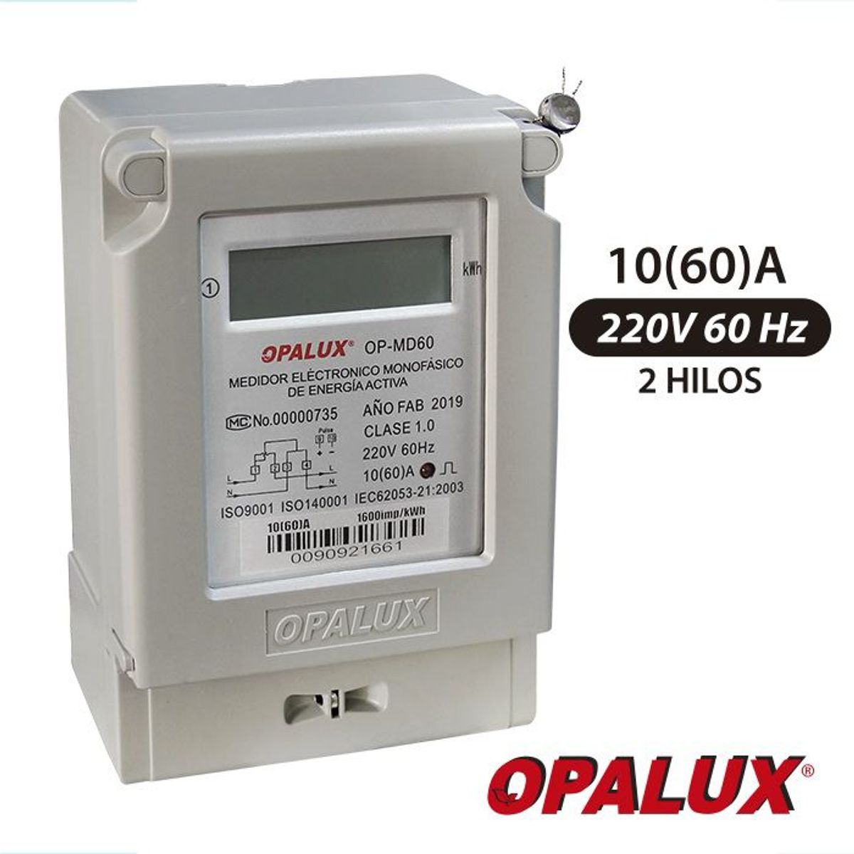 OPALUX - Medidor de Energia Monofasico Digital 220V OP-MD60 OPALUX