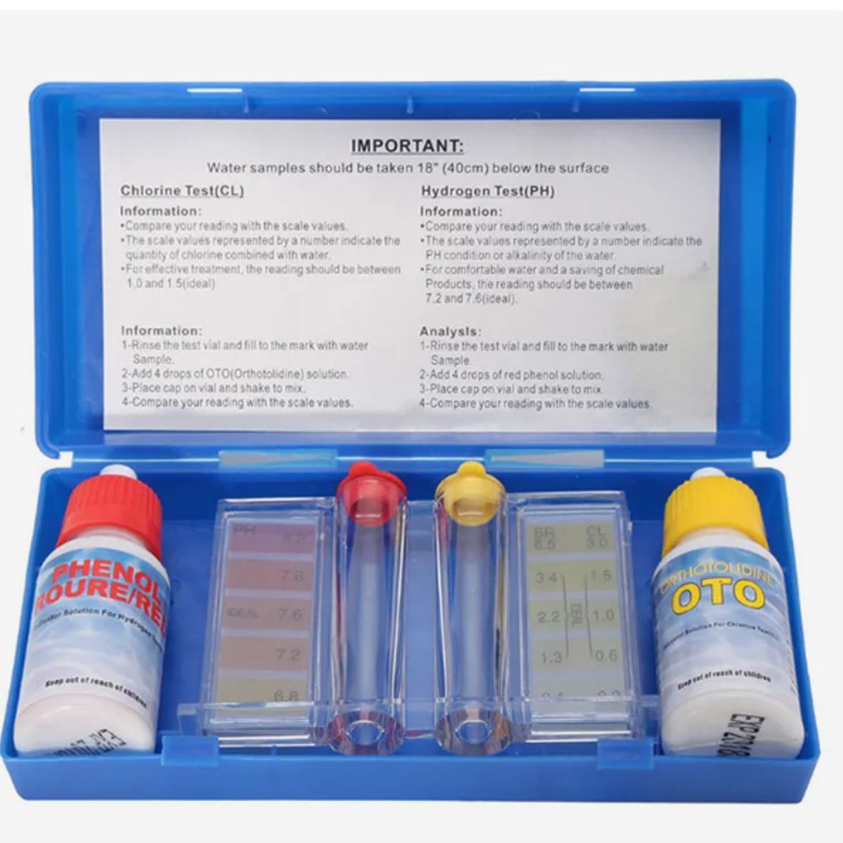 GENERICO - Test kit de cloro y pH para piscina Pool System