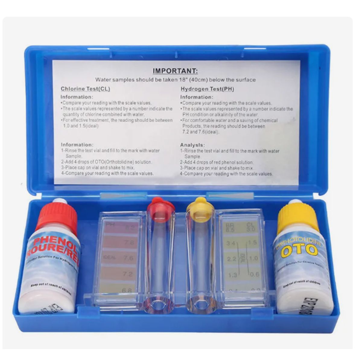 GENERICO - Test kit de cloro y pH para piscina Pool System