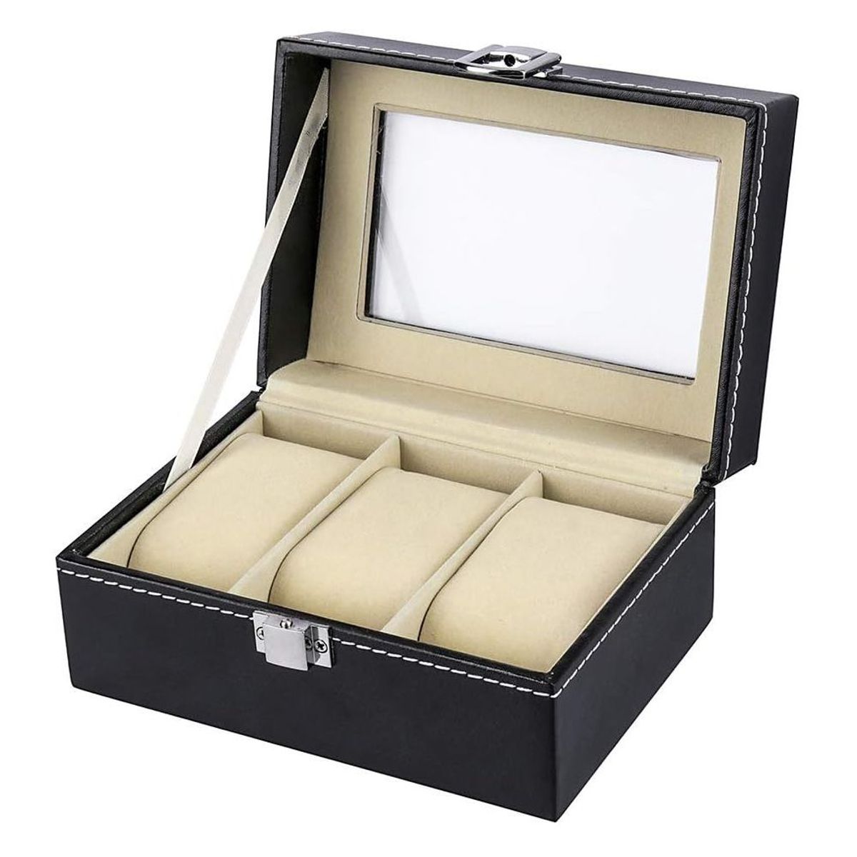 GENERICO - Organizador Porta Reloj Con 3 Compartimientos Color Negro