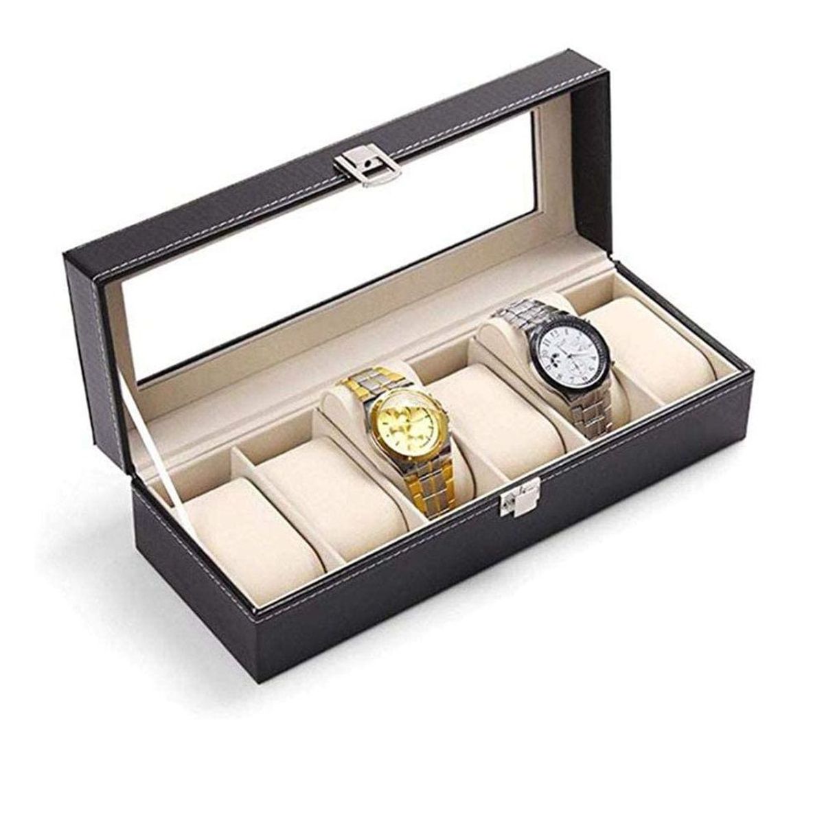 GENERICO - Organizador Porta Reloj Con 6 Compartimientos Color Negro