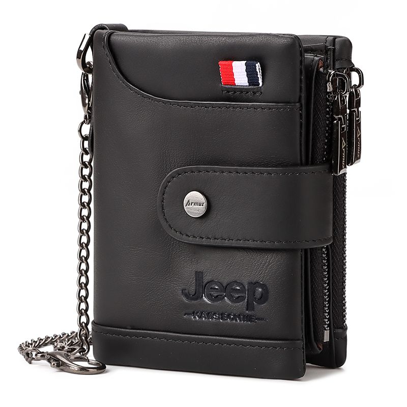 JEEP - Billetera JEEP Kavis de cuero vacuno AR03 Amplia Capacidad y Cadena