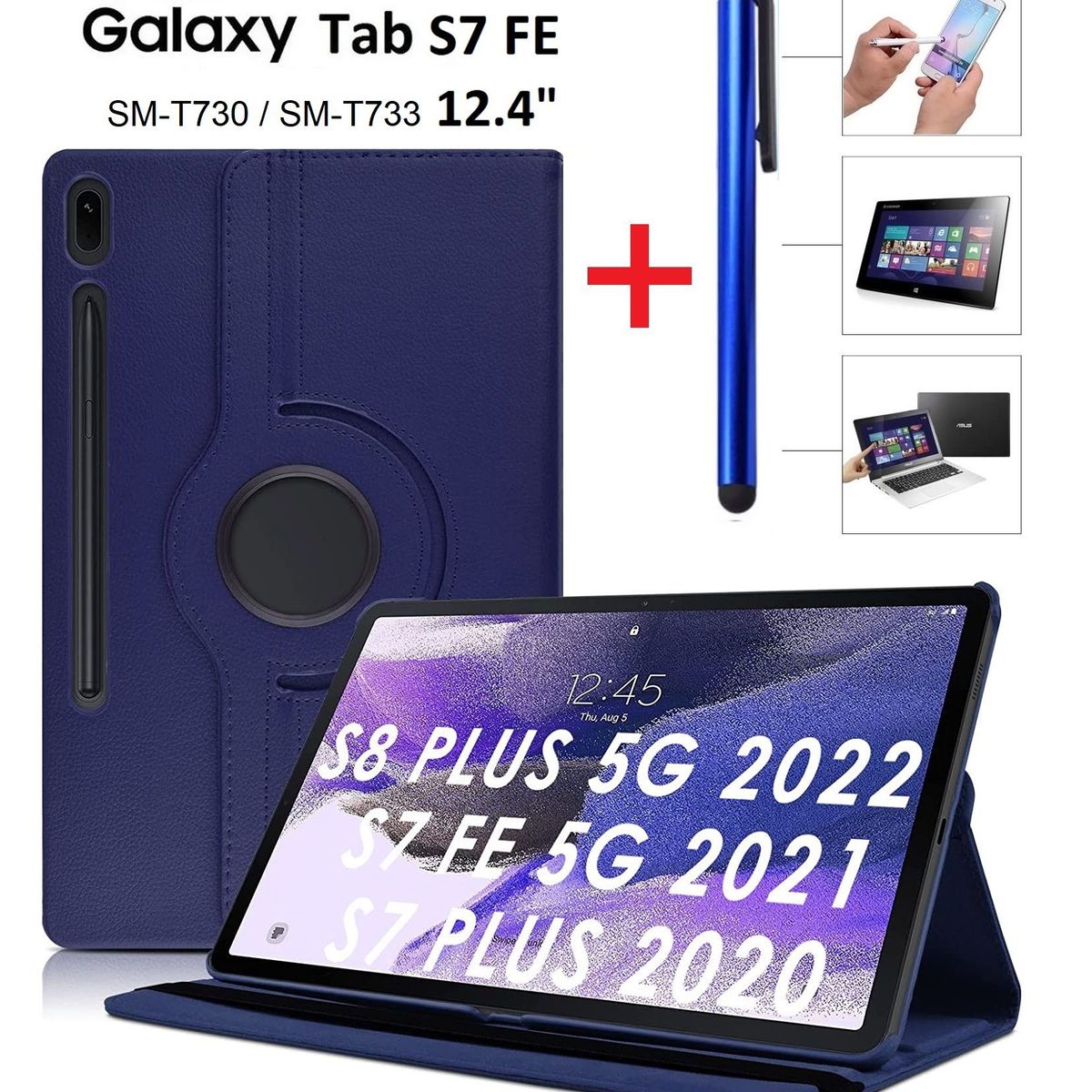 GENERICO - Funda Giratoria Y Lapiz Optico para Samsung Tab S7 Fe 124 SM-T730
