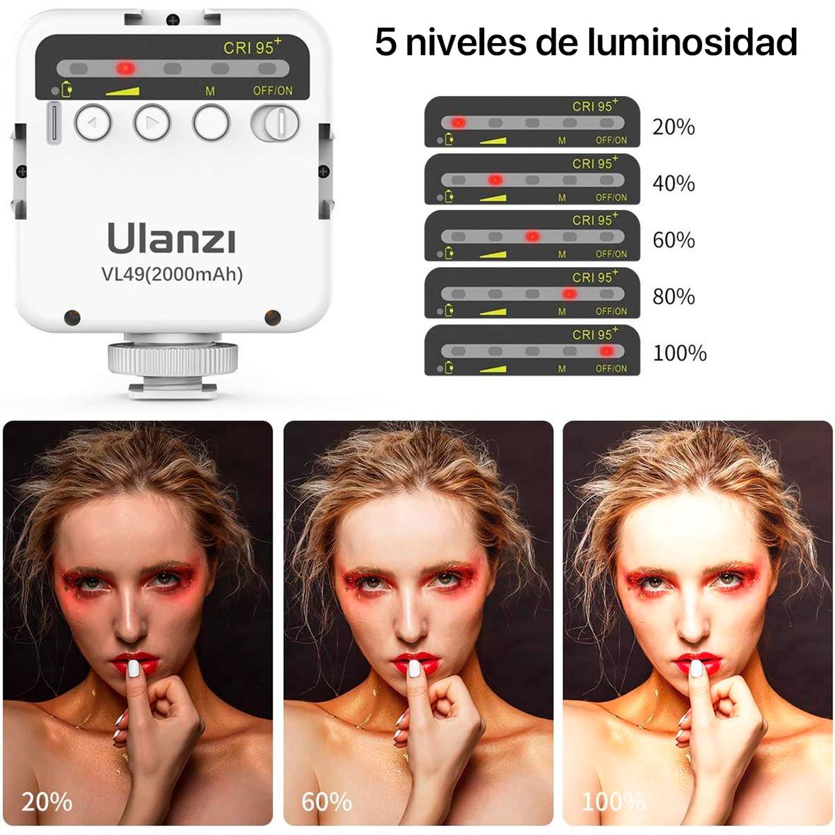 ULANZI - Mini Led Recargable Cámaras Celulares Ulanzi Vl49