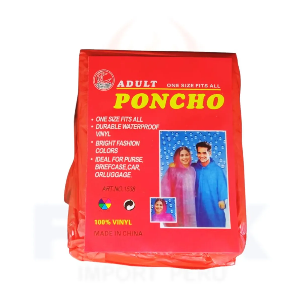 GENERICO - Poncho de Lluvia Impermeable de Manga Larga - Rojo