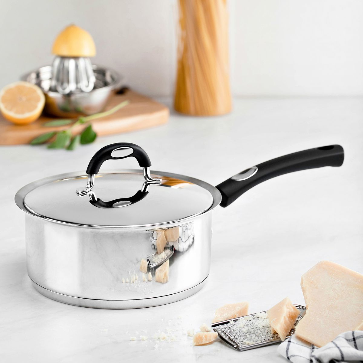 TRAMONTINA - Juego de Ollas 10 Piezas Acero Inoxidable Duo Silicone