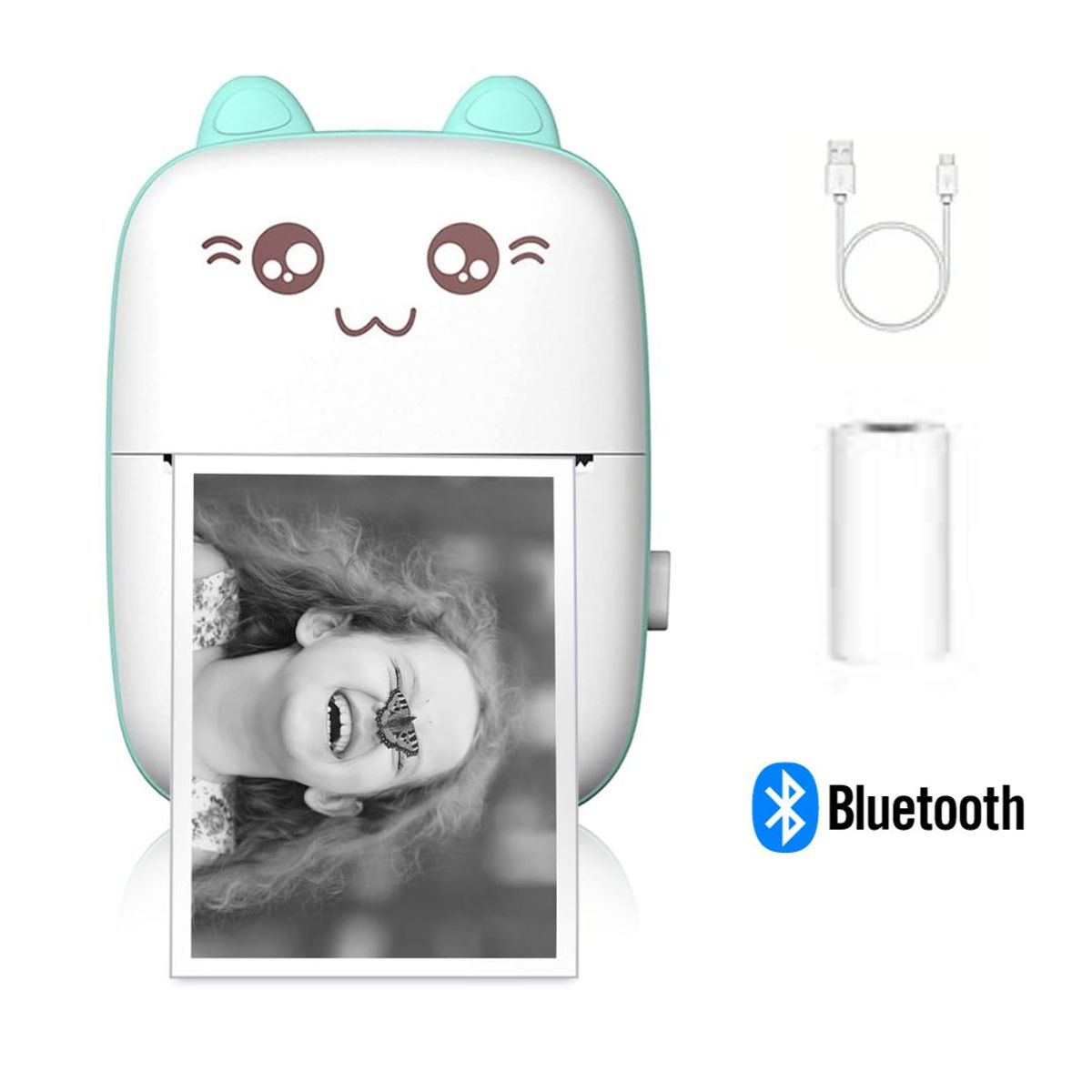 GENERICO - Mini Impresora Térmica Kawai Inalámbrica Recargable Celeste