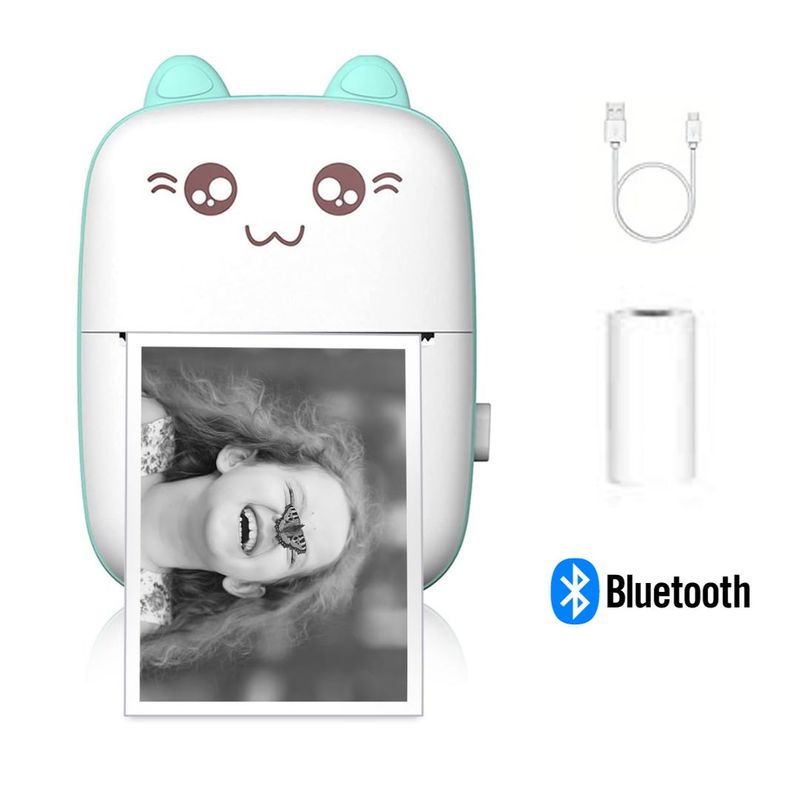 GENERICO - Mini Impresora Térmica Kawai Inalámbrica Recargable Celeste