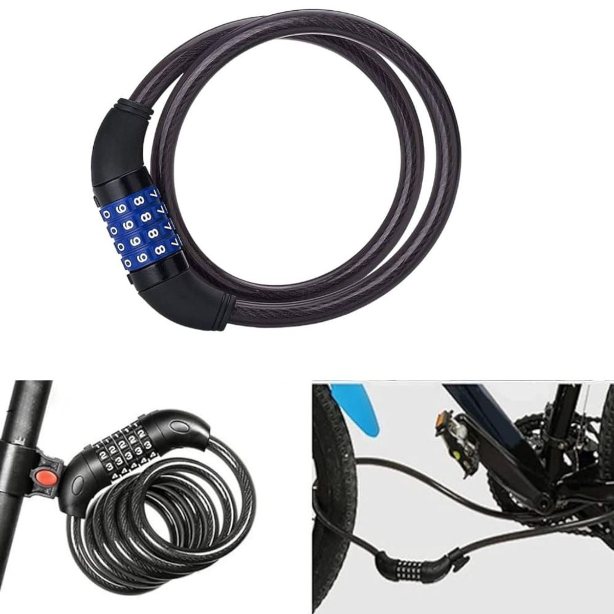OEM - Cadena 80cm Acero Antirrobo Para Moto Bicicleta Con Clave De Seguridad