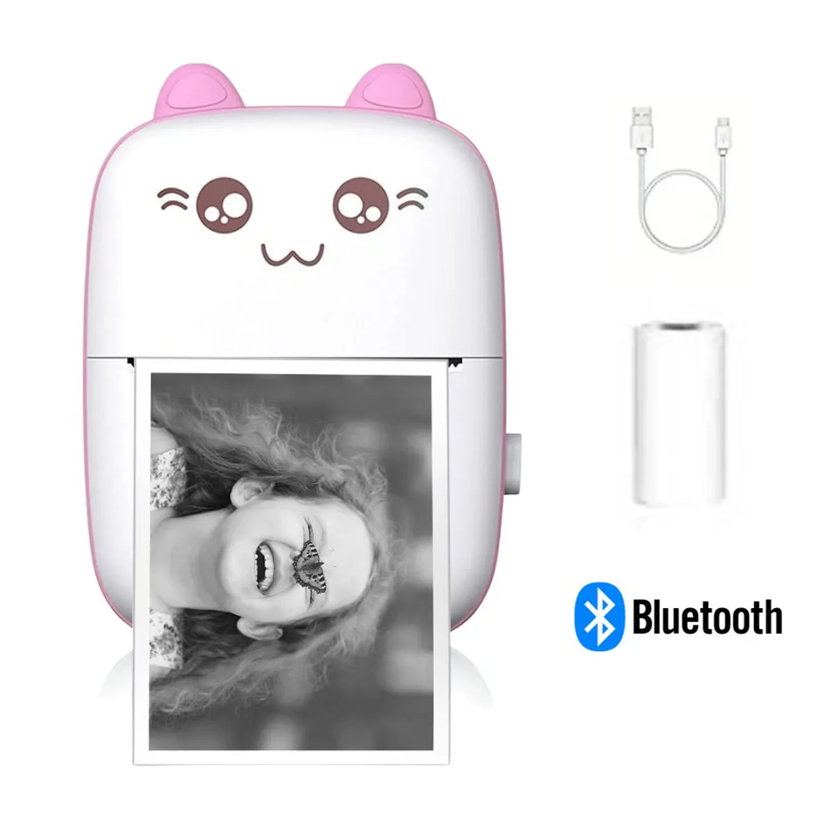 GENERICO - Mini Impresora Térmica Kawai Inalámbrica Recargable Rosa