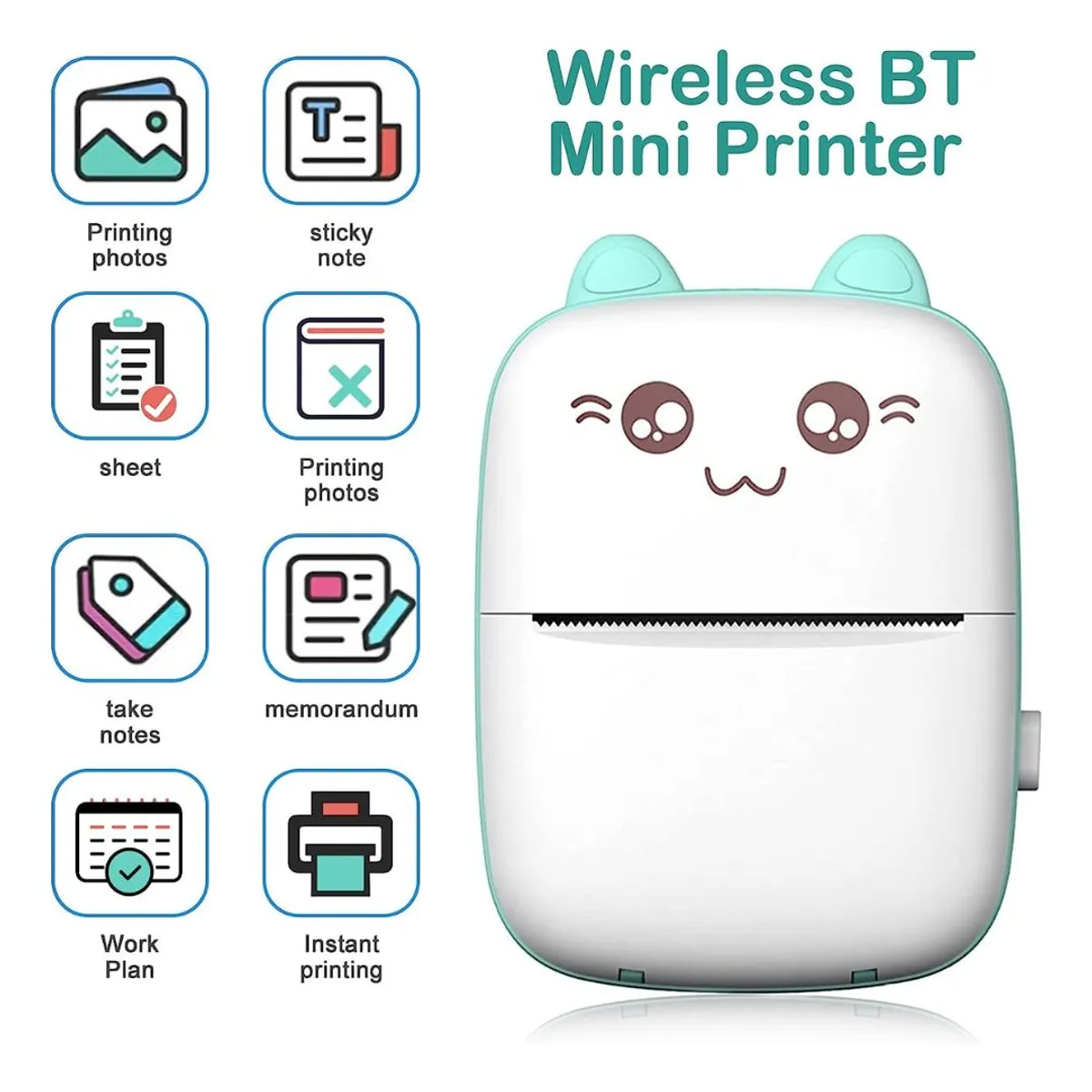 GENERICO - Mini Impresora Térmica Kawai Inalámbrica Recargable Rosa