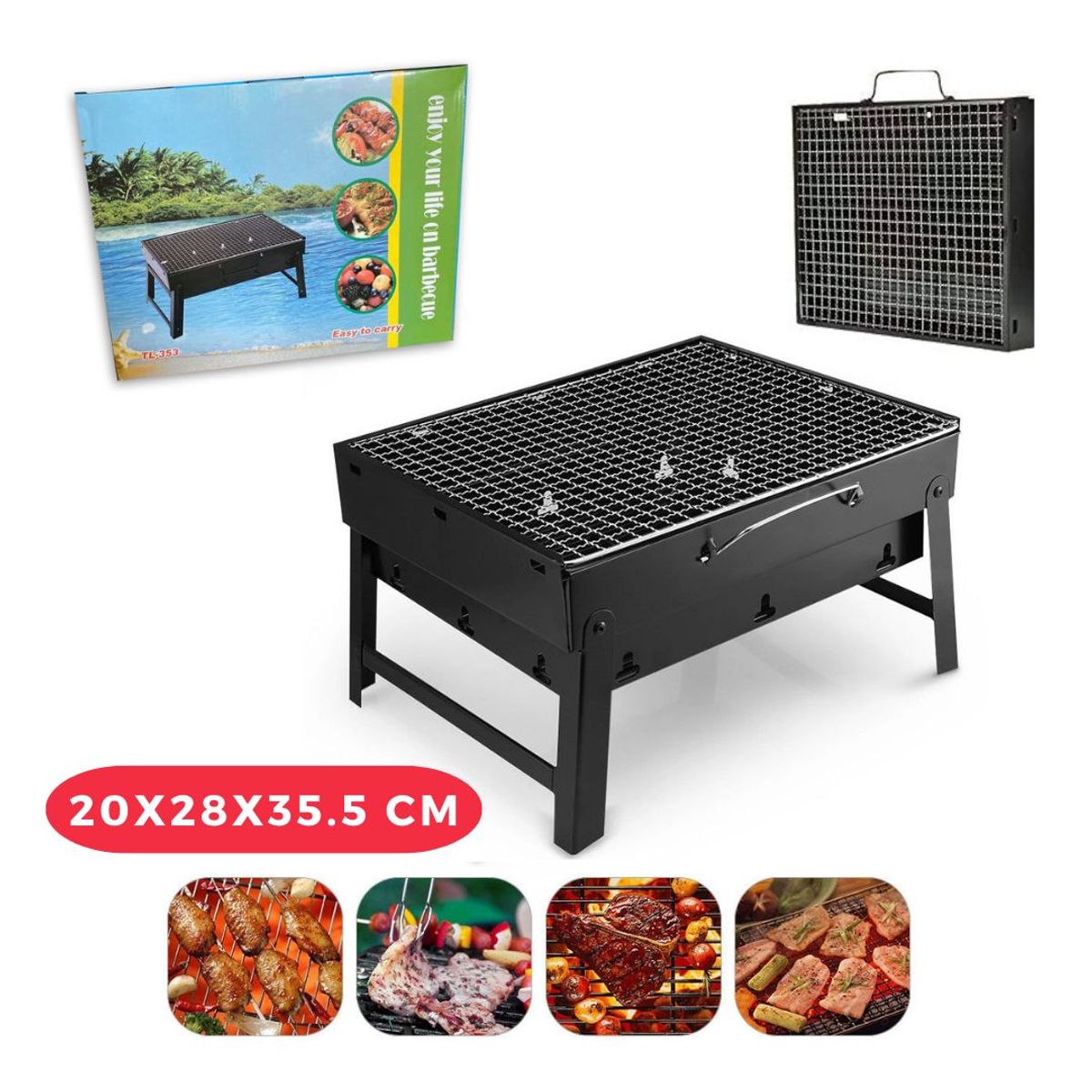 GENERICO - Parrilla Plegable Barbacoa BBQ para Carbón