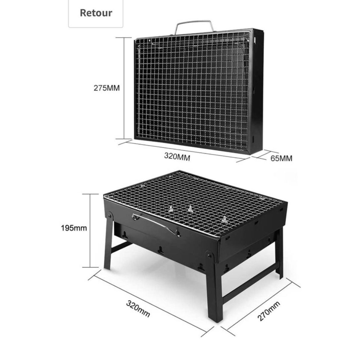 GENERICO - Parrilla BBQ Plegable Maletín Barbacoa para Carbón