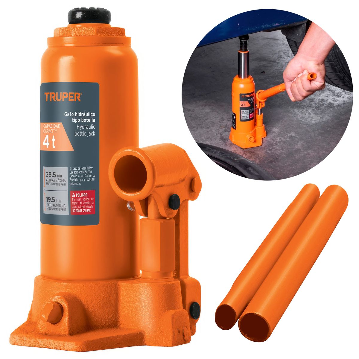 TRUPER - Gata Hidráulica Tipo Botella de 4Ton Truper