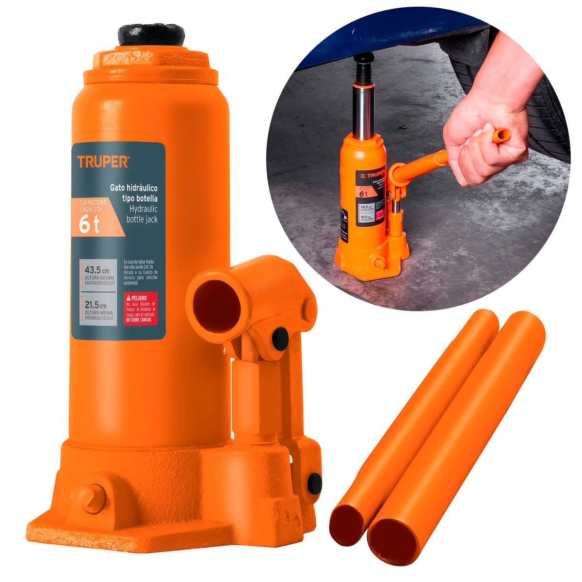 Truper - Gata Hidráulica Tipo Botella de 6Ton Truper