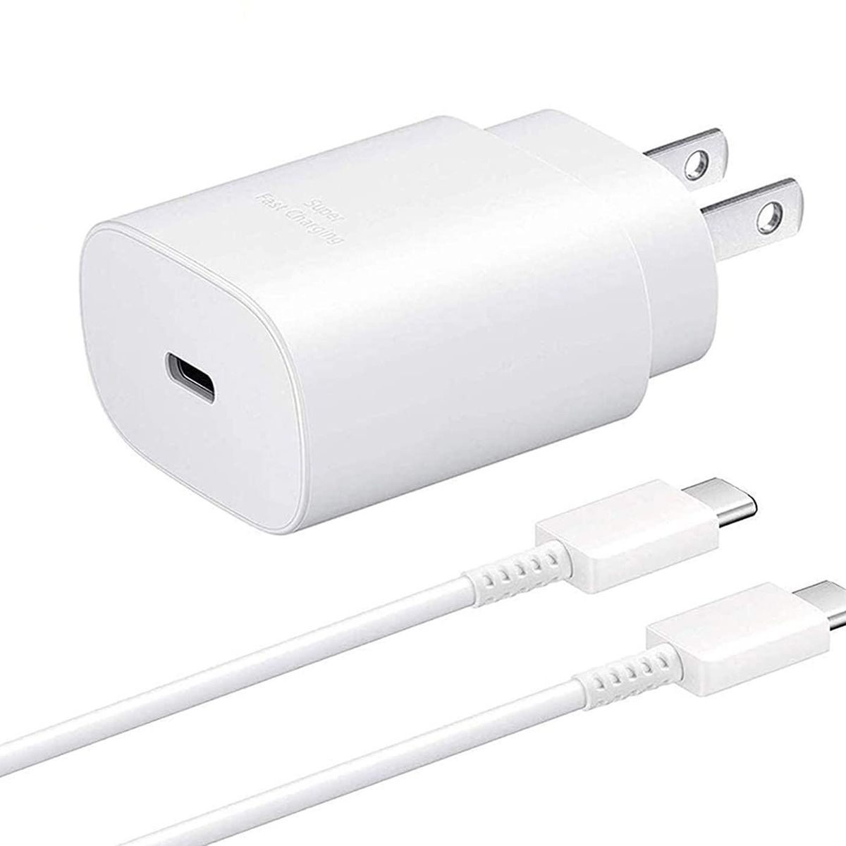 GENERICO - Cargador 25w para galaxy A70 A71 A72 y cable C a C  blanco