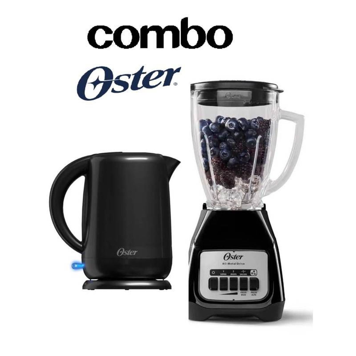 OSTER - Combo Oster Licuadora 1.5 L + Hervidor Eléctrico 1.7 L - Negro