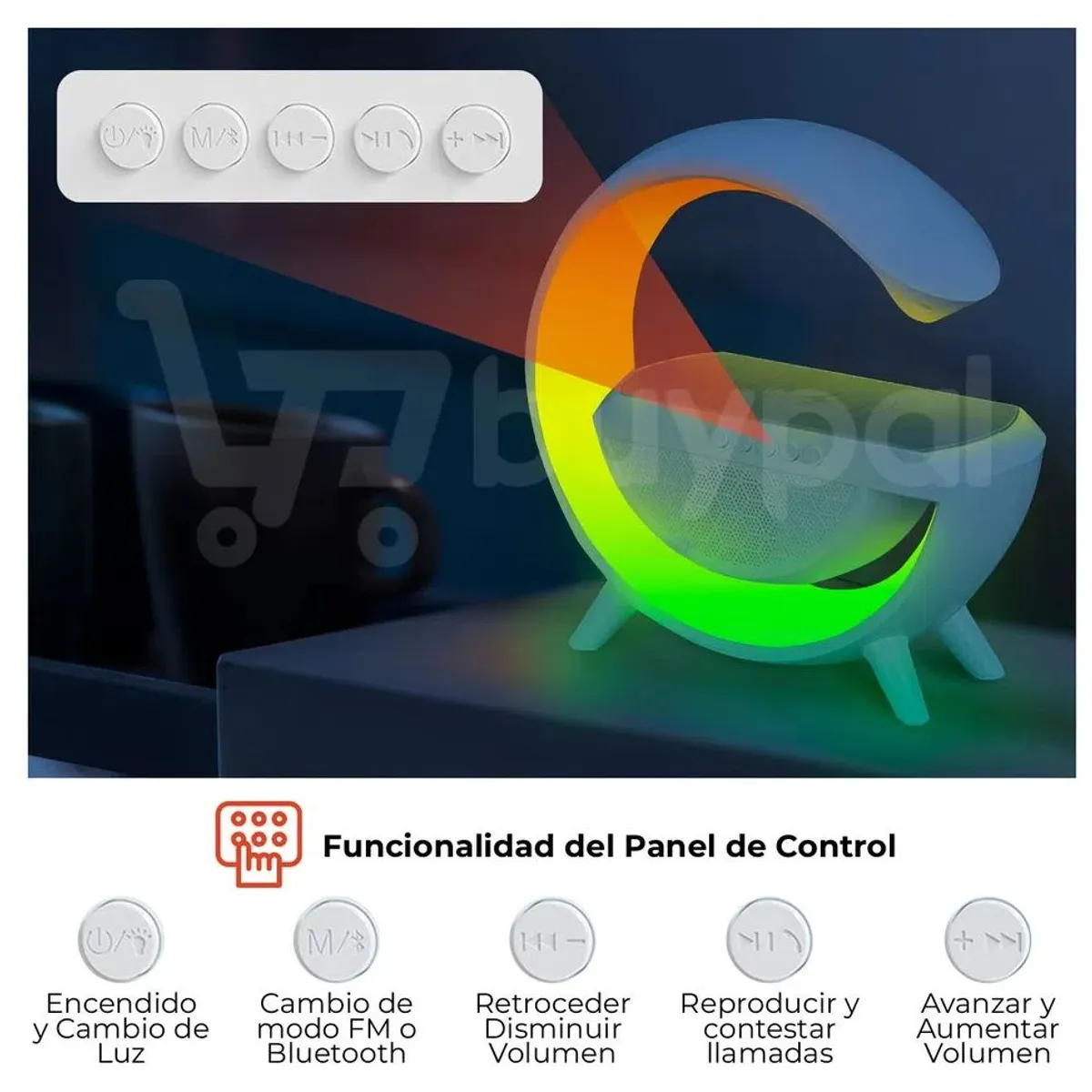 GENERICO - LÁMPARA LED INTELIGENTE CON CARGADOR BLUETOOTH 4 EN 1