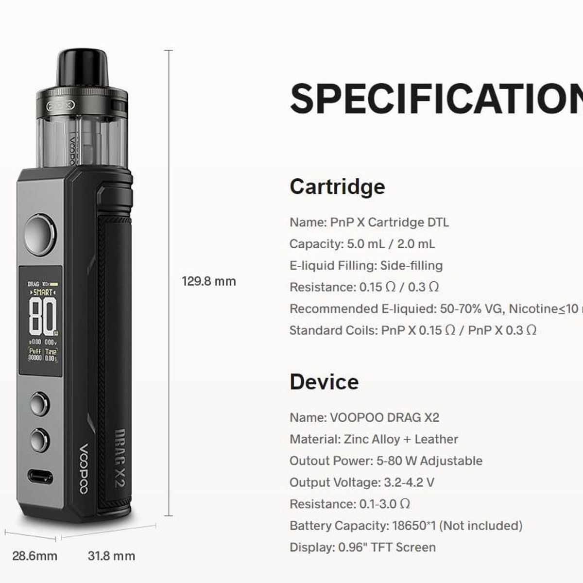 VOOPOO - VOOPOO Drag X2 Kit 80W 5ML PnP X Pod - Diseño SPRAY BLACK