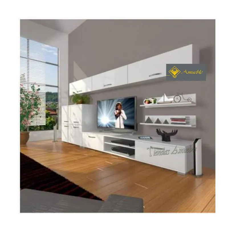 AMUEBLE - Centro de Entretenimiento ESTEFANY GOLD 24MTS melamina 18MM