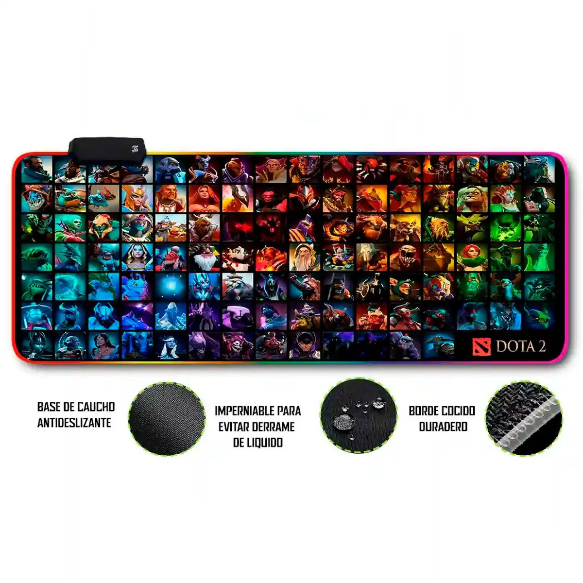 GENERICO - Mouse pad gamer antideslizante dota 1 con luz rgb  de 80x30cmx3mm
