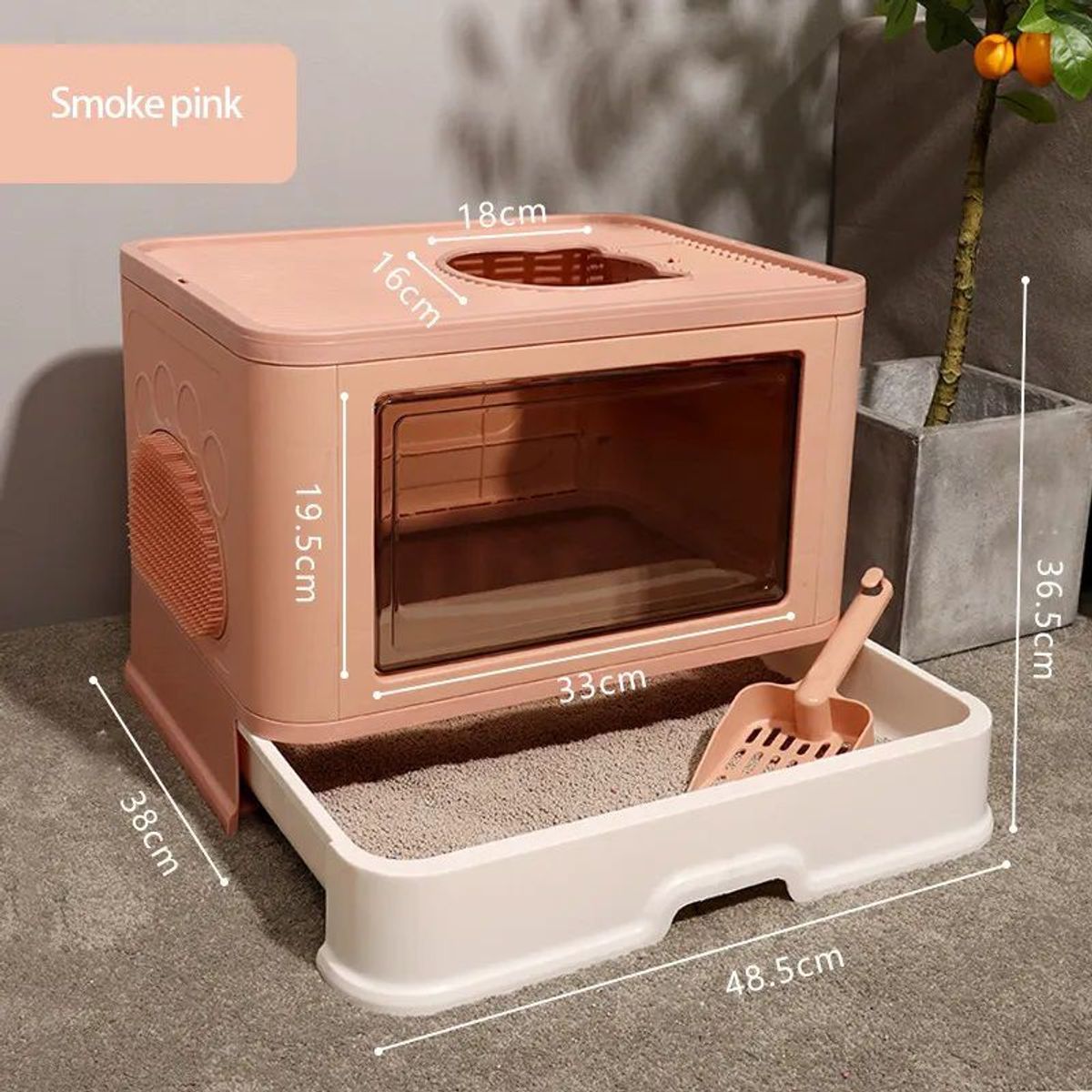 GENERICO - Arenero para Gato doble entrada y Bandeja Extraible - ROSADO.