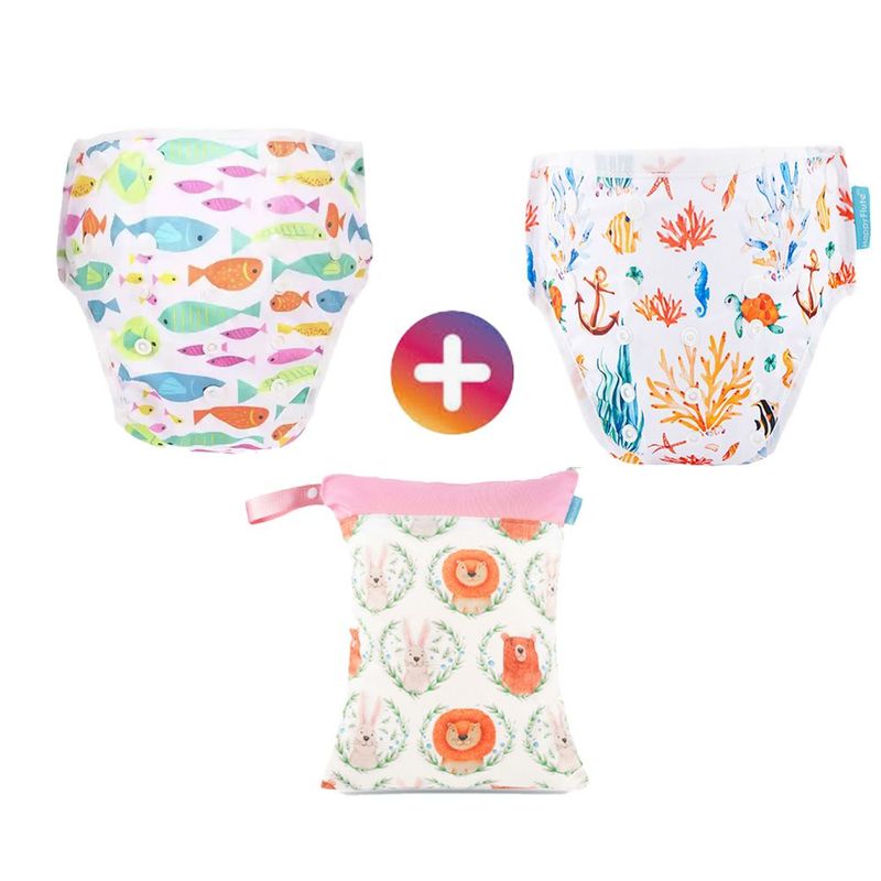 GENERICO - Pañal de Natación Piscina Pack x 2 Unid + Bolsa Impermeable