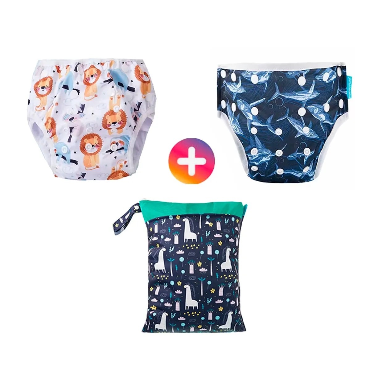 GENERICO - Pañal de Natación Piscina Pack x 2 Unid + Bolsa Impermeable