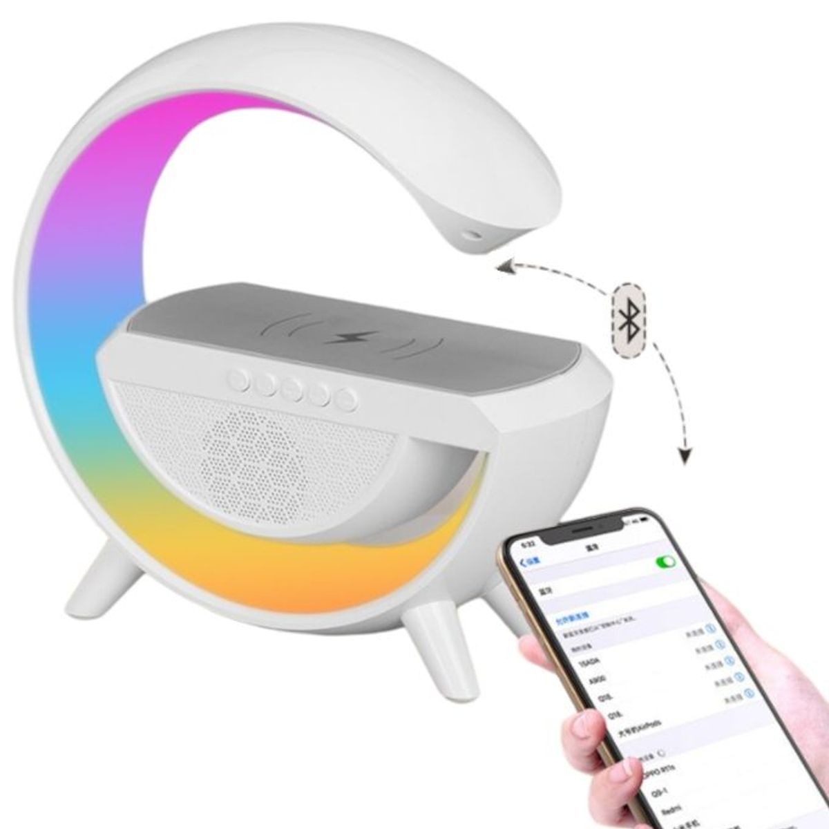 GENERICO - Lampara Mesa Inteligente Luces Bluetooh Cargador Inalambrica