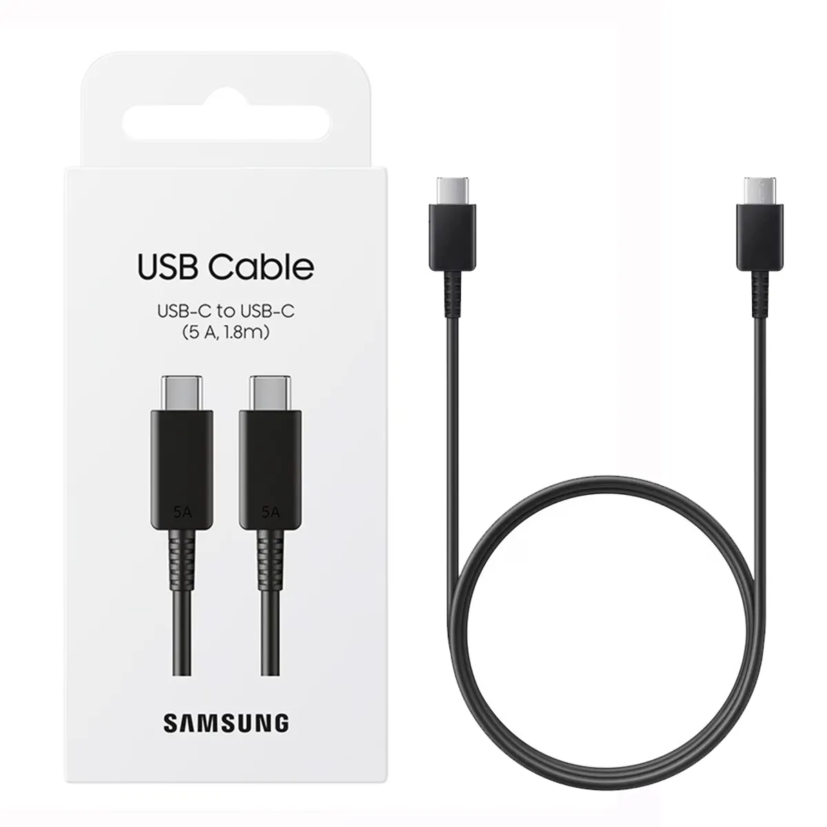 SAMSUNG - Cable Samsung Tipo C a Tipo C 5A para 45W 65W 180cm - Negro