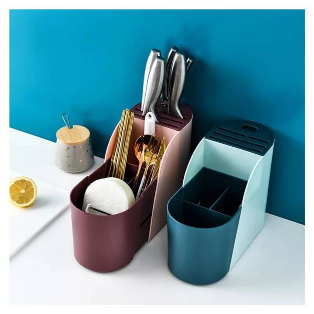 GENERICO - Porta cubiertos retractil con porta cuchillos y utensilios