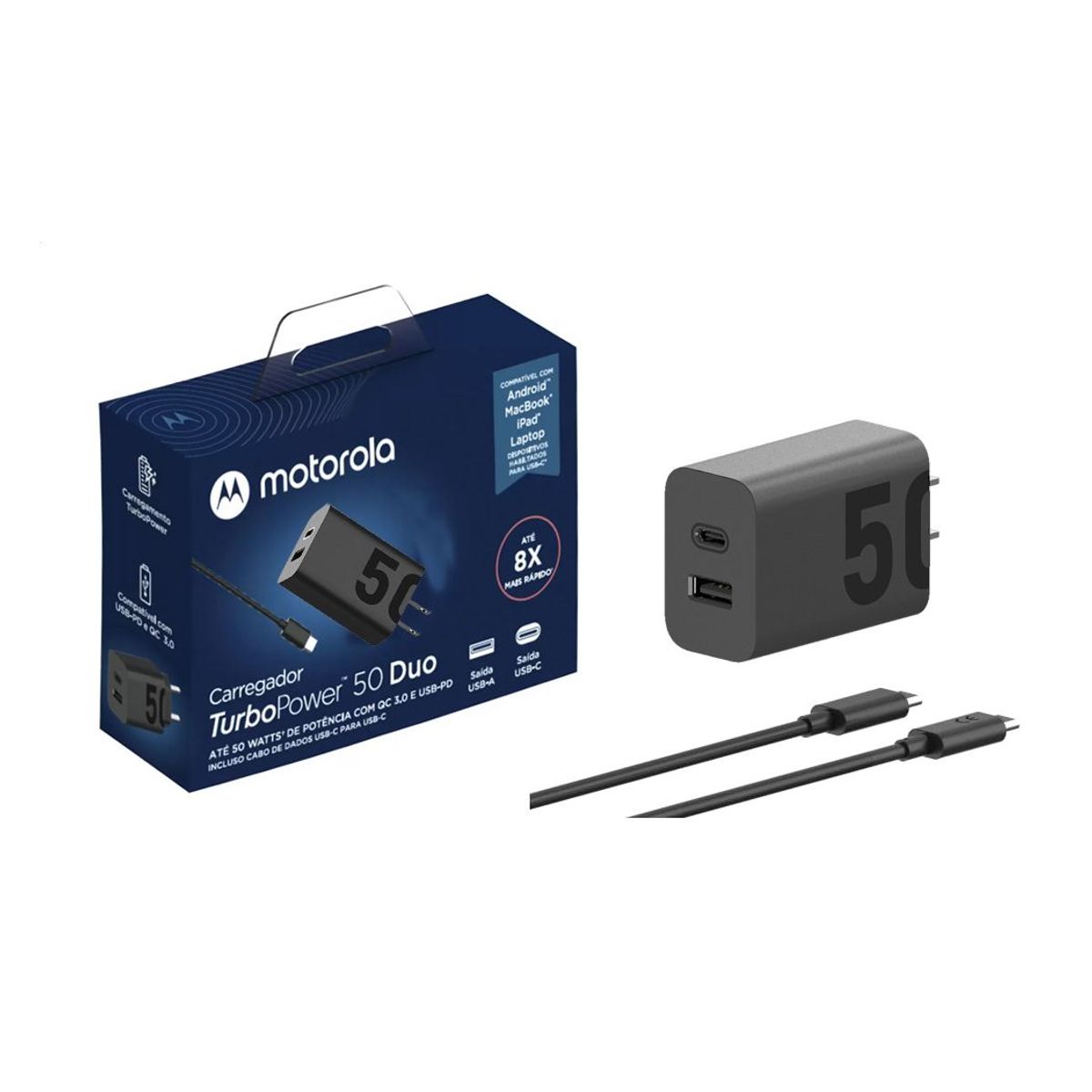 MOTOROLA - Cargador Motorola Turbo Power 50W Original - Negro