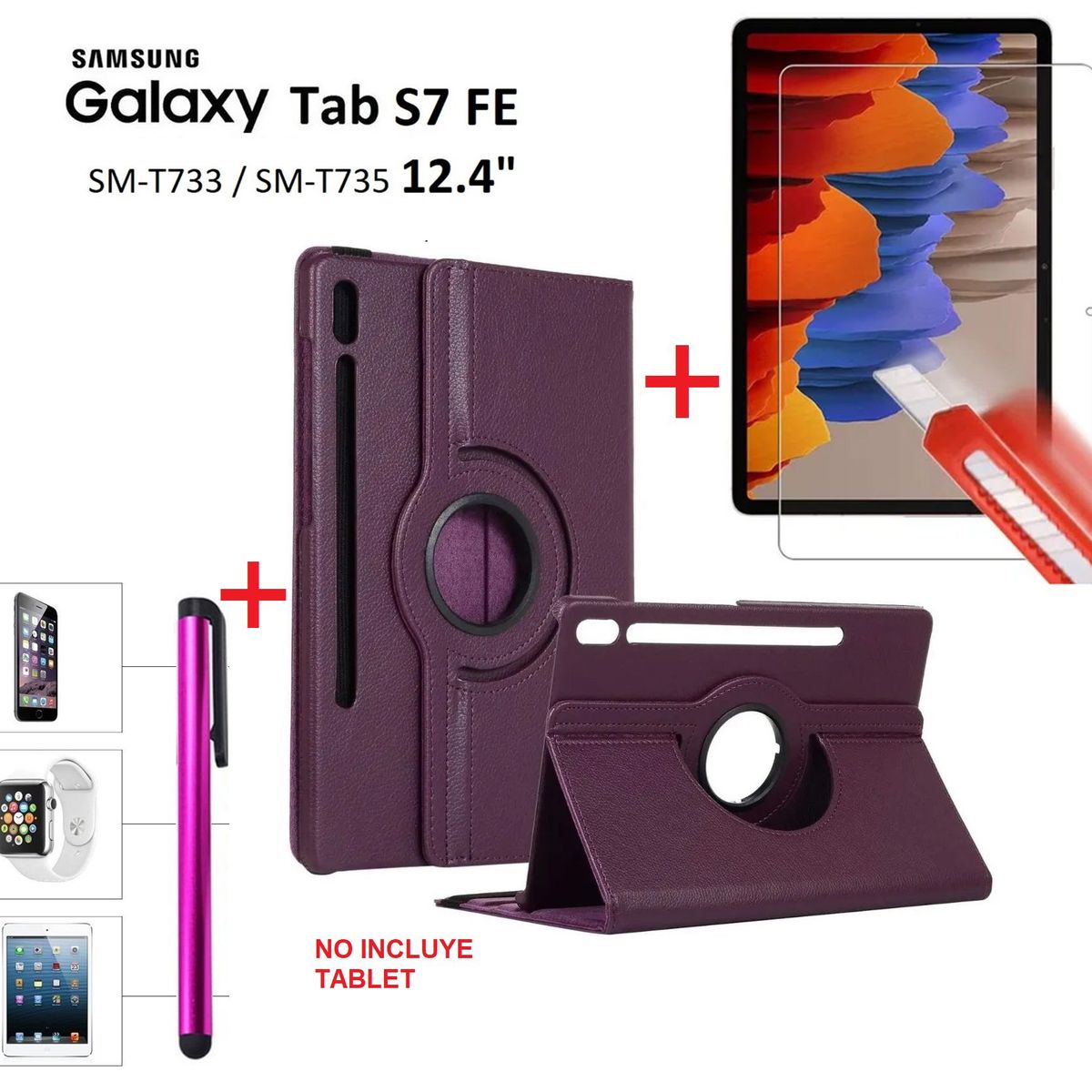 GENERICO - Funda  Mica  Lapiz para Samsung Tab S7 Fe 124 SM-T730 Case 360°