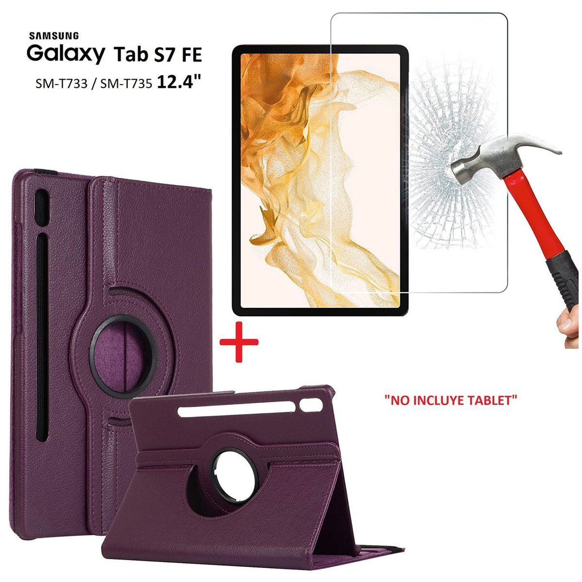 GENERICO - Funda Case 306°  Mica de Vidrio para Samsung Tab S7 Fe 124 SM-T730