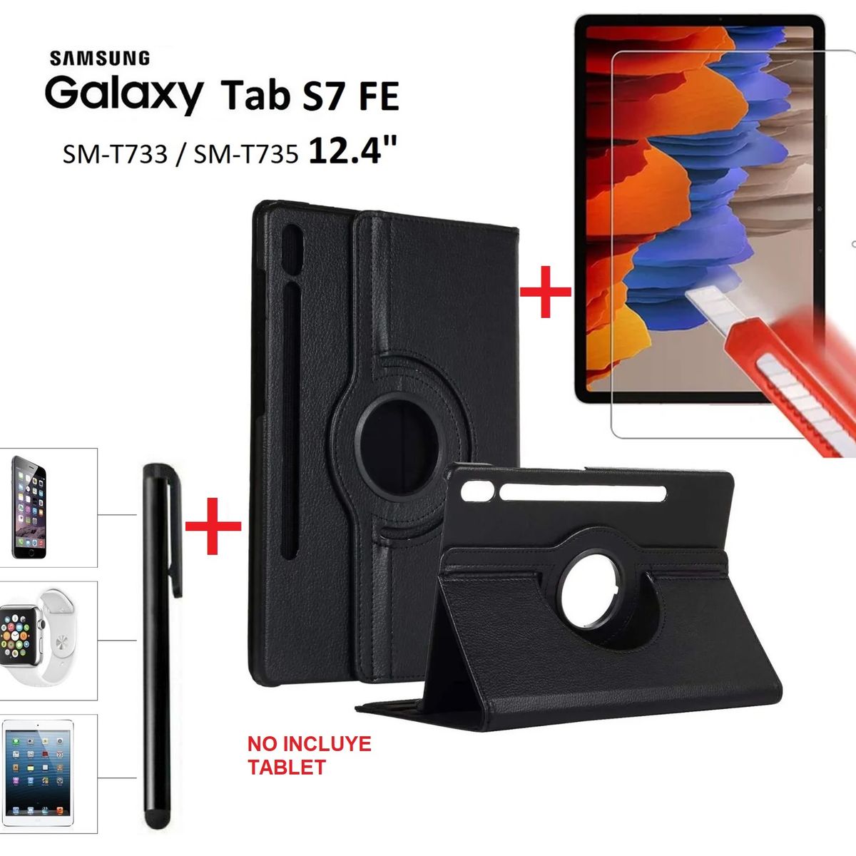 GENERICO - Funda  Mica  Lapiz para Samsung Tab S7 Fe 124 SM-T730 Case 360°