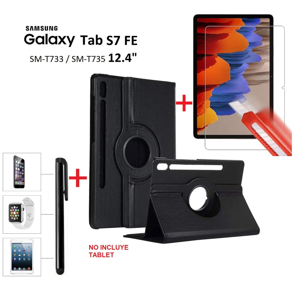 GENERICO - Funda  Mica  Lapiz para Samsung Tab S7 Fe 124 SM-T730 Case 360°