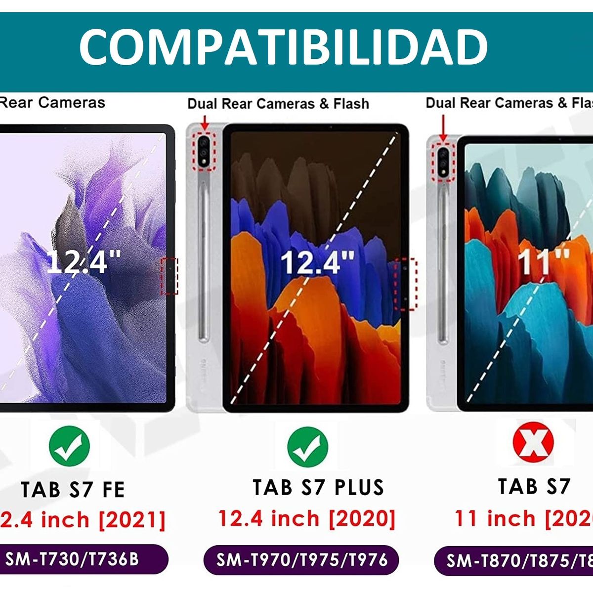 GENERICO - Funda  Mica  Lapiz para Samsung Tab S7 Fe 124 SM-T730 Case 360°